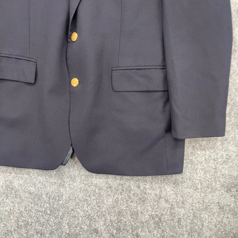 Chaps Ralph Lauren Mens 48L Navy Blue 100% Wool Blazer Gold Crest Buttons Canada